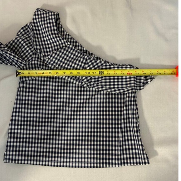 J. Crew Gingham One Shoulder Ruffle Blouse - Picture 3 of 14